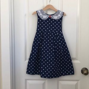 Laura Ashley polka dot cotton dress w/ lace collar